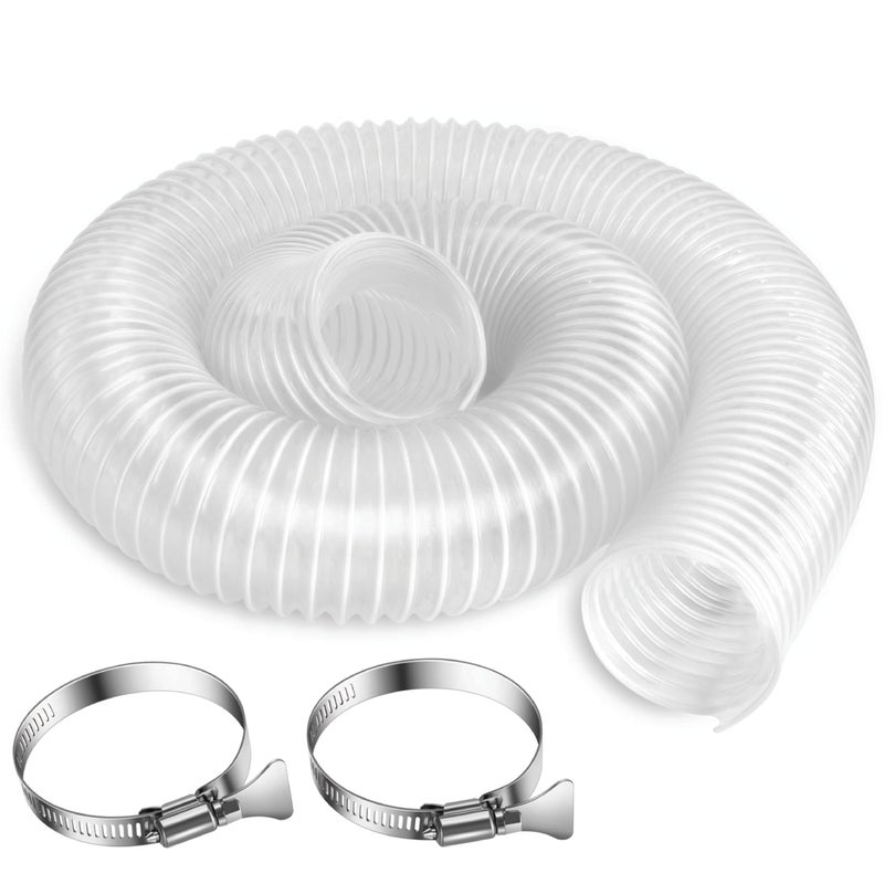 LOSTRONAUT 2.5 Inch x 5 Feet Dust Collection Hose - Flexible Clear PVC Contractor Grade Puncture Resistant Dust Debris Fume Hoses - Coated Wire Helix Reinforced - Includes Clamps - Image 1